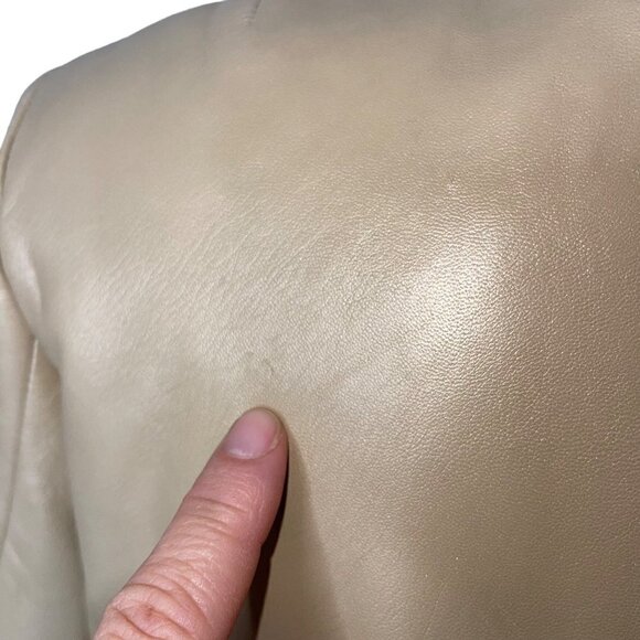 St John Sport By Marie Gray Womens Jacket Size Small Beige Irridescent Leather - Picture 6 of 15